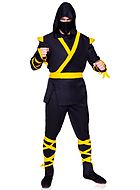 Ninja, kostymetopp og -bukser, hette